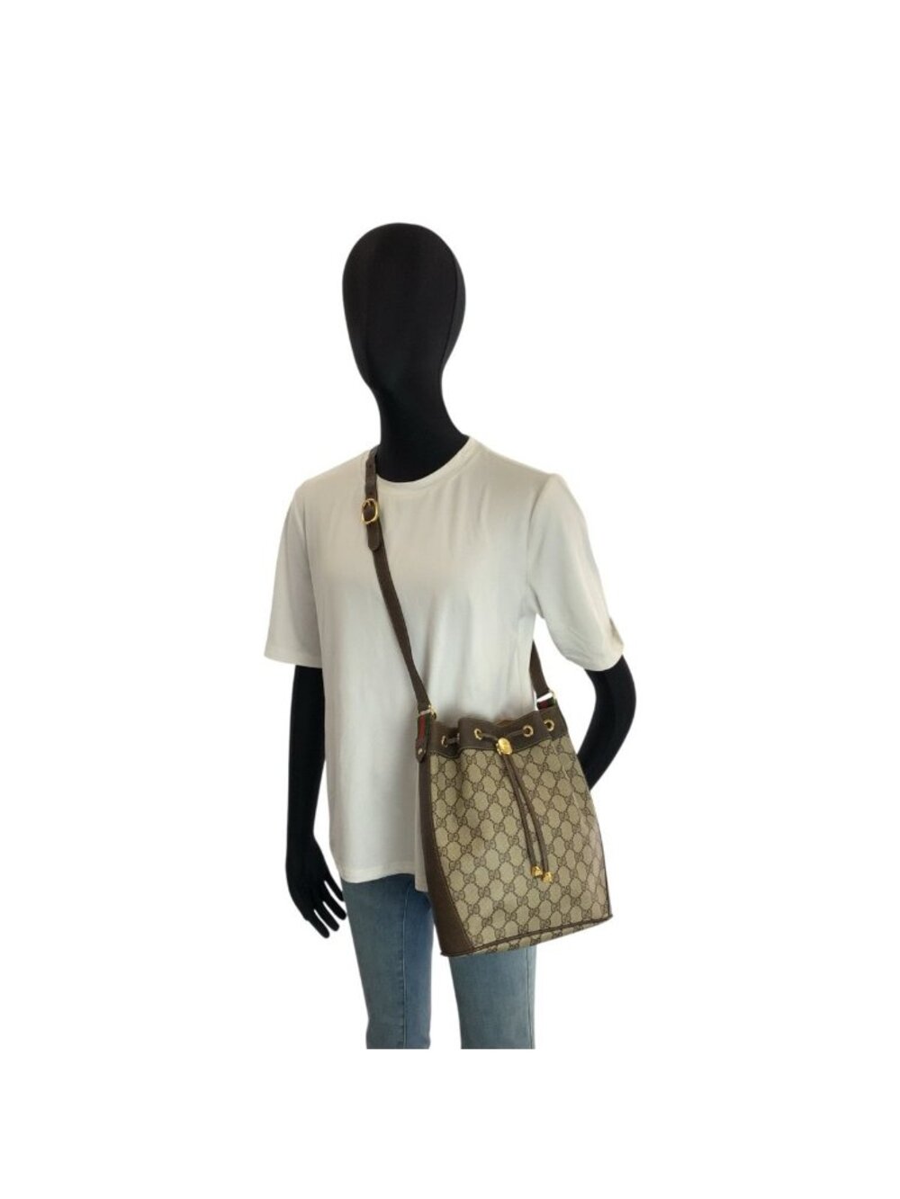 Gucci Vintage Sherry Line Beige Brown GG Supreme Canvas Shoulder Bag - Picture 7 of 9